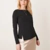Abercrombie & Fitch Slash Neck Asymmetric Top In Black For Women -Abercro Clothing Shop 207916426 1 black