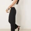 Abercrombie & Fitch Pull On Linen Blend Straight Leg Trouser In Black For Women -Abercro Clothing Shop 207916441 1 black