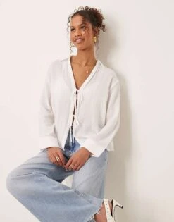 Abercrombie & Fitch Relaxed Textured Shirt In White For Women -Abercro Clothing Shop 207916457 1 white 1