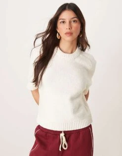 Abercrombie & Fitch V Neck Knitted Top In White For Women -Abercro Clothing Shop 207916467 1 white 1