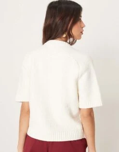 Abercrombie & Fitch V Neck Knitted Top In White For Women -Abercro Clothing Shop 207916467 4
