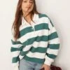 Abercrombie & Fitch Cropped Rugby Top In Green Stripe For Women
