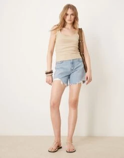 Abercrombie & Fitch 90's Cut-off Short In Medium Blue Wash For Women Medium Wash